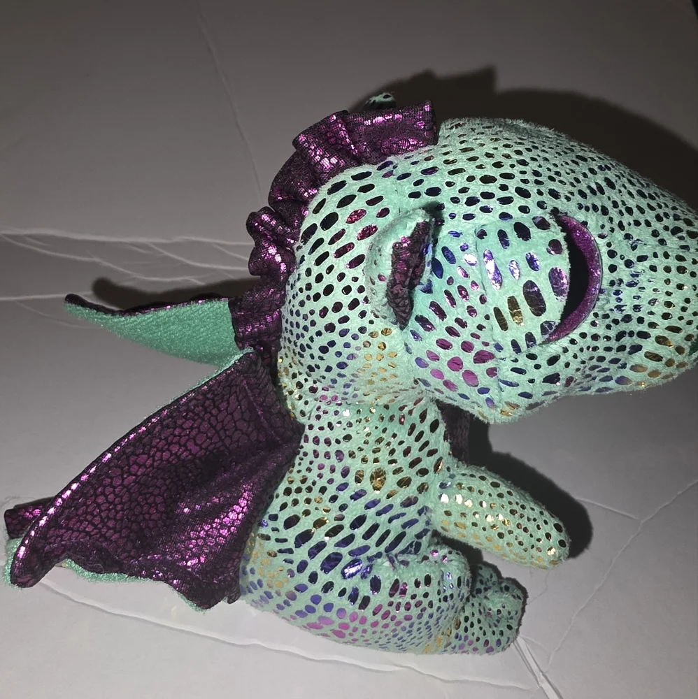 Sparkly Green and Purple Dinosaur Plush Toy